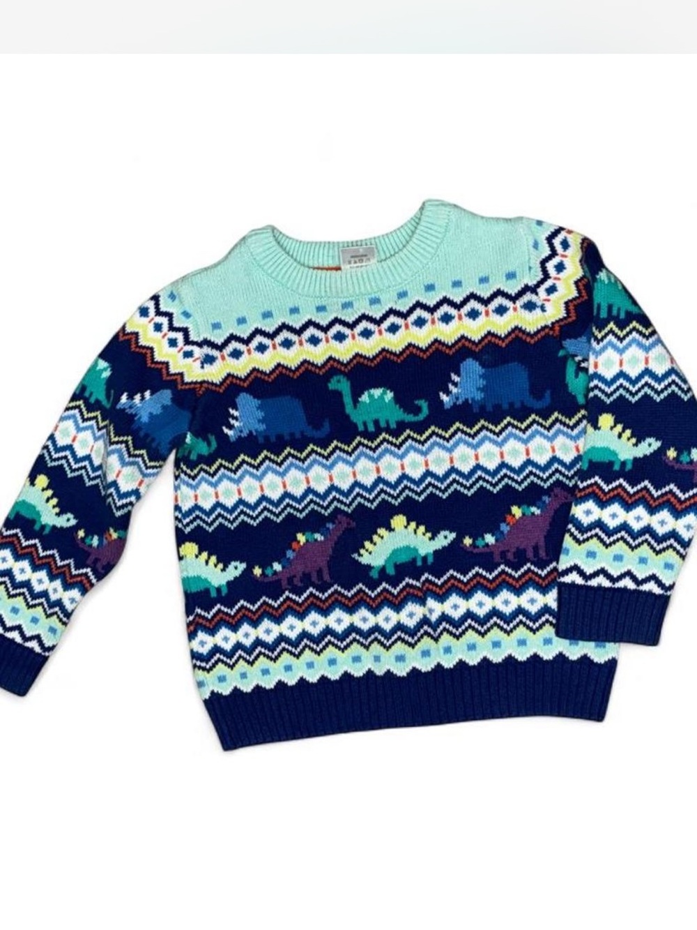 Gymboree Aqua, Navy & Lime Fair Isle Knit Sweater